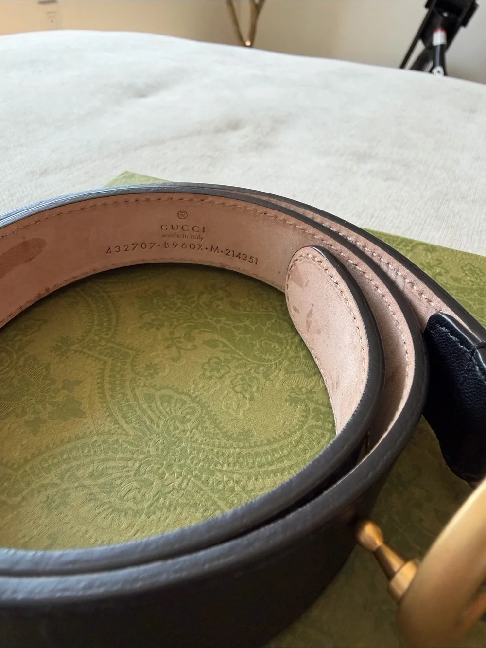 Kids Gucci Black Leather Belt with Double-G Gold Buckle